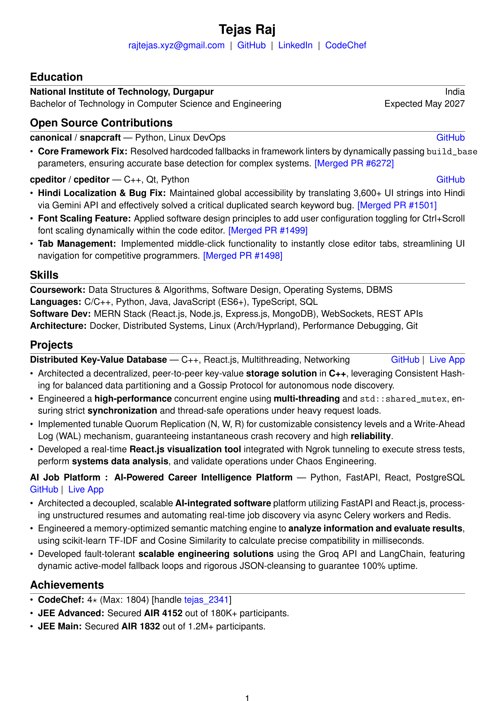 Tejas Raj Resume Preview